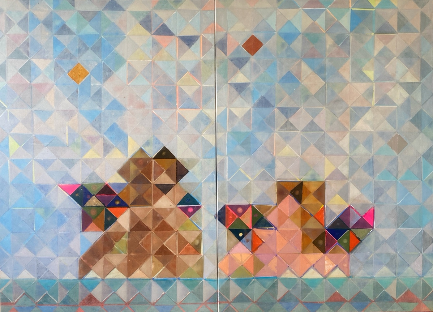 Trixel Angel Genesis — Acrylic on canvas, 200 × 130 cm, from The Trixel by Marc Lebreton, 2021