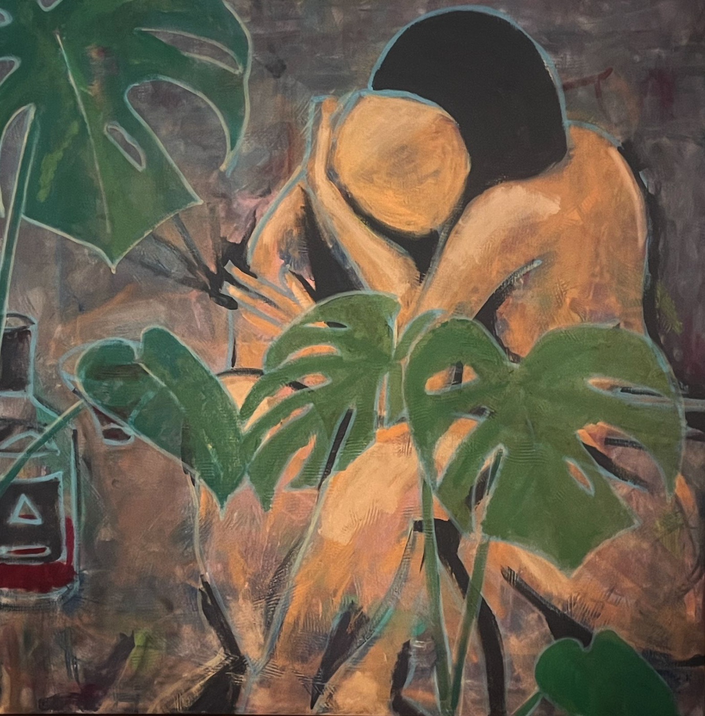 Embrace — Acrylic on canvas, 100 × 100 cm, from The Unbecoming by Marc Lebreton, 2016