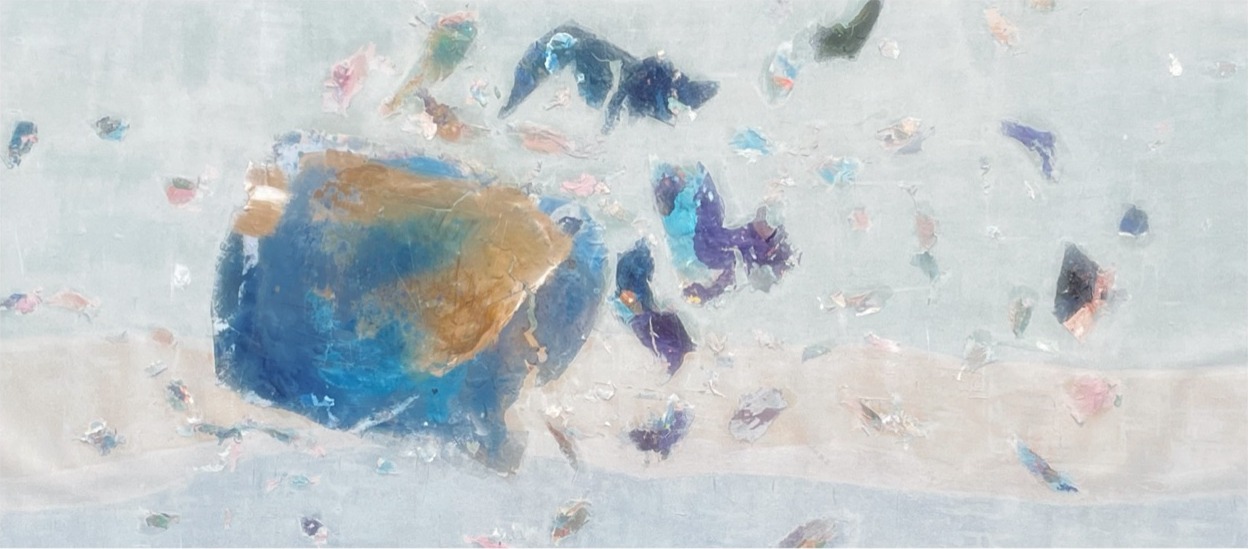 Fragments — Acrylic on canvas, 60 × 80 cm, from The Unbecoming by Marc Lebreton, 2021
